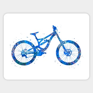Downhill mountain bike watercolor  blue Sticker